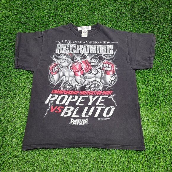 Funny Popeye Boxing Shirt Large 21x25 Black - Picture 1 of 12